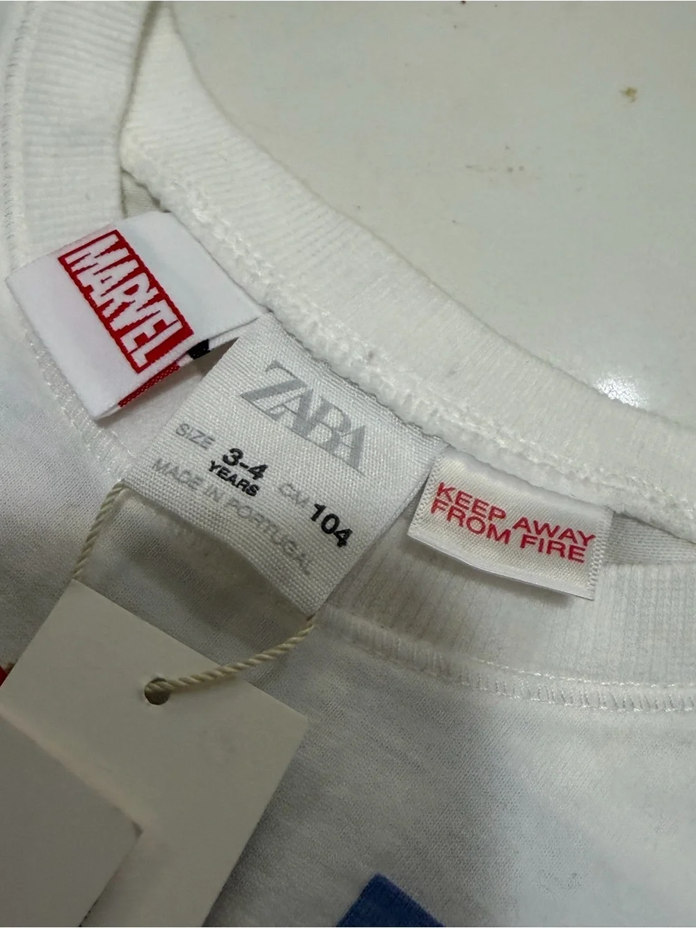 Zara White Tee with Red & Blue Spider-Man Print